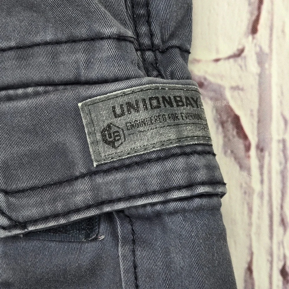 Y2k Unionbay Mens‎ Cargo Shorts Blue Sz 34 Cotton Spandex Utility Pockets Casual